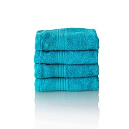 Glart Premium Set of Terry Hand Towels, Range of Terry Towels in 6 Colours and 5 Sizes, Colour: Turquoise, 4X Guest Towels 30 X 50 cm