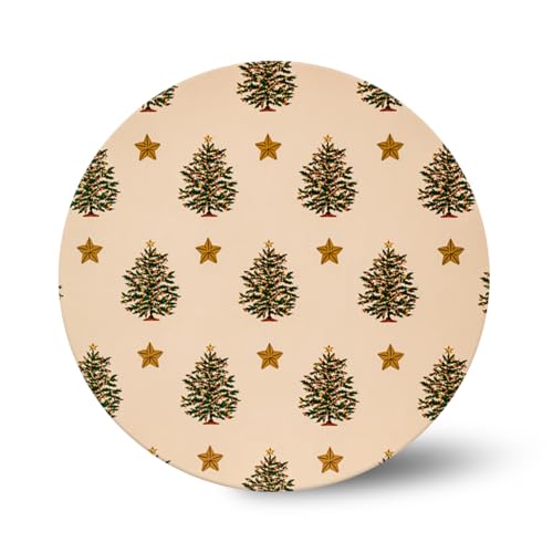 Anniversary House 12-inch Cake Board Christmas Tree and Gold Star Print, Pack of 1, Individually Wrapped, Sturdy Fibre Cake Board Round, DBX001