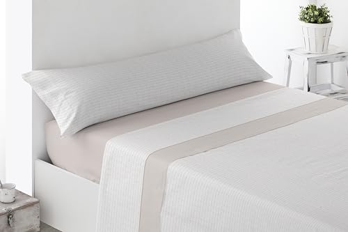 Miracle Home. Turcia Bed Sheet Set, 3-Piece Set, Fitted Sheet, Flat Sheet and Pillowcase, Anti-Peeling, 50% Cotton, 50% Brushed Microfibre, Beige, 90 x 200 cm, 90 cm Bed