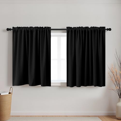 KOUFALL 30 Inch Long Curtains for Small Windows Blackout Thermal Insulating Short Window Curtain for Bathroom Bedroom Wide 34 x 30 Length