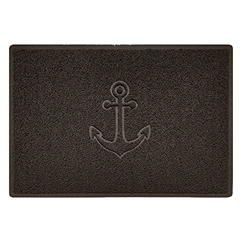 Nicoman Anchor Embossed Shape Door Mat Dirt-Trapper Jet-Washable Doormat-(Use Outdoor ONLY)- (90x60cm/3x2ft, Large) Brown
