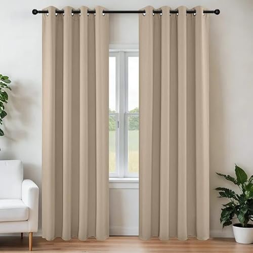 Joydeco Blackout Curtains 120 Inch Length 2 Panels Set, Thermal Insulated Long Curtains& Drapes 2 Burg, Christmas Drapes for Living Room Bedroom Window