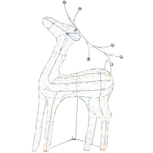 WeRChristmas Pre-Lit 2D Crystal Reindeer Christmas Decoration, 80 Warm White LEDs, Gold, 79 cm