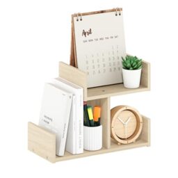 Furinno Desktop Storage Organizer, Engineered Wood, Bauhaus Oak, 3 compartments