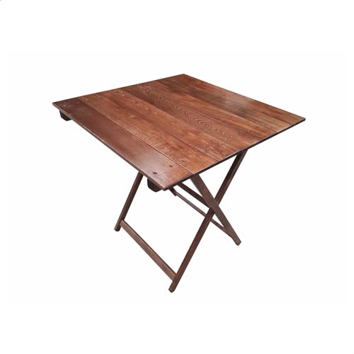 Mueblear Aranaz - Flex Table with Slats - Foldable and Portable - for Outdoors - Ideal for Balcony, Garden, Terrace, Camping, Patio, Picnic and Events - Multipurpose - Wood - Walnut - 70 x 70 x 76 cm