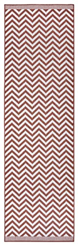 NORTHRUGS Indoor and Outdoor Palma Rug 80 x 350 cm - Reversible Rug Weatherproof Modern Design Zig-Zag Pattern Rug for Balcony Patio Garden Conservatory Living Room Rug Waterproof in Cayenne