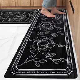 "ROTTOGOON Kitchen Floor Mat Set of 2, Cushioned Anti Fatigue Kitchen Mat 17""x47""+17""x29"", Non-Slip Waterproof Kitchen Rug, Premium PVC Comfort Kitchen Mats and Rugs for Kitchen, Office, Home, Laundry"