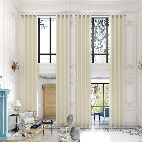 Grichril Extra Long Blackout Curtains - 2 Story High Living Room Drapes - Tall Curtains for High Ceiling or Long Window - 144 156 168 192 204 216 240 Inch 12ft-20ft Length(1 Panel,Beige, 100???x216???)