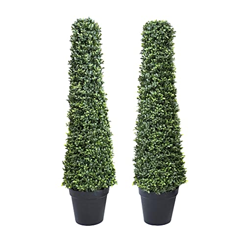 Artificial Boxwood Topiary Cone shaped Tree (Set of 2) 100cm