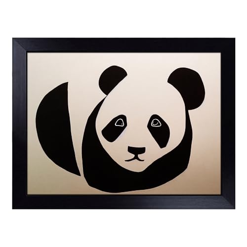 Lap Tray with Bean Bag Cushion, An Abstract Panda - Handmade in the UK, Raised Wooden Edge, Padded Cushion, Heat-Resistant Wipe-Clean Surface, for Meals, Laptops and Crafts
