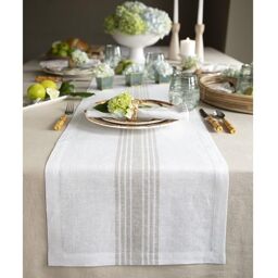 Solino Home 100% Linen Table Runner, 14 x 72 in, Natural and White Striped - for coffee, dresser, decor, Farmhouse, indoor outdoor, gifting, OEKO-TEX Certified - Fall, Halloween, Thanksgiving, Christmas