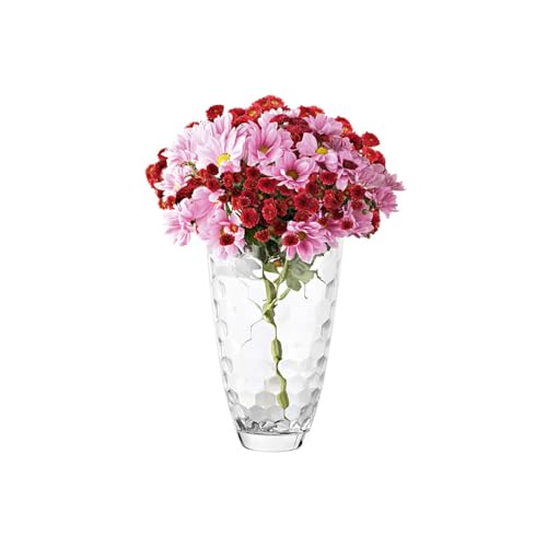 Avilia Transparent Glass Vase with Honeycomb Pattern 30 cm – Elegant and Modern Ideal for Any Environment as a Decoration or for Storing Flowers and Plants – Durable and Easy to Clean