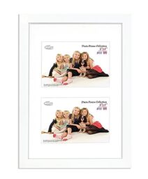 "Inov8 British Made Real Wood Picture/Photo Frame 12x8"" Dual-Aperature (30x20cm) - Auckland 20mm Pine White"