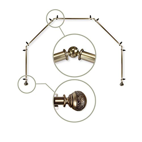 Rod Desyne Bay Window Curtain Rod, Steel, Antique Brass