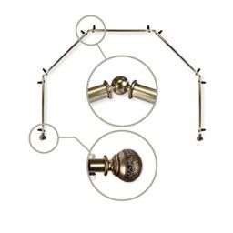 Rod Desyne Bay Window Curtain Rod, Steel, Antique Brass