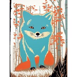 Artery8 Cute Blue Fox Forest Glade Landscape Bright Woodland Baby Animal Kids Bedroom Extra Large XL Wall Art Poster Print