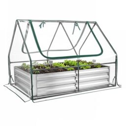 GiantexUK Raised Garden Bed with Greenhouse (Clear PVC Cover, 127x97x93cm)