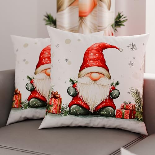 PETTI Italian Artisans - Pair of 60x60 cm Microfiber Cushion Covers, Christmas Pillow Cases, Christmas Decor Cushions for Bedroom, Sofa, Living Room, Set of 2 Cushion Covers, Gnome Pillow Case 01