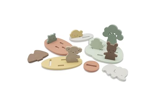 Jollein Bath Toy Set Foam - Kangaroots - 9 Piece Bath Toy Set Made from EVA - Floating Puzzle Shapes for Bath & Shower - Includes Storage Net with Suction Cups - Stimulates Motor Skills