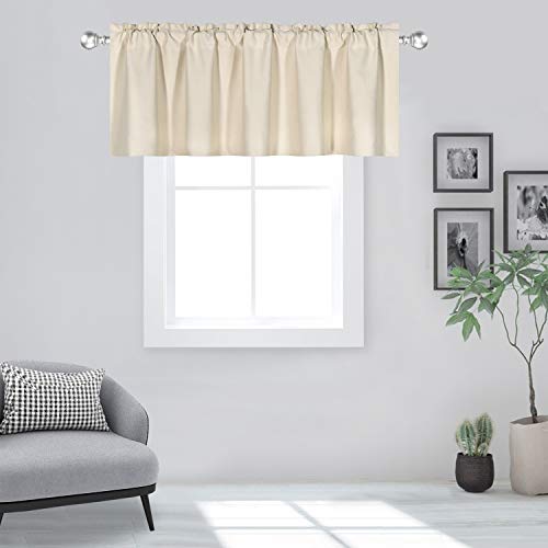 "DECOVSUN - Window Valance Sheet - 60"" x 18"" - Solid - Thermal Insulation - Blackout Rod - for Bathroom, Living Room, 1 Panel"