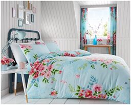 GC GAVENO CAVAILIA Polycotton Fabric Flower Bedding Sets King Size, Super Soft Reversible Floral Duvet Cover With Pillowcases, Turquoise