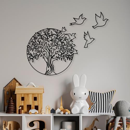 Hanah Home Stylish Black Decorative Metal Wall Accessory, 61 x 56 cm, 100% Metal, 1.5 mm Thickness, Easy Wall Mounting, Perfect for Modern Decor