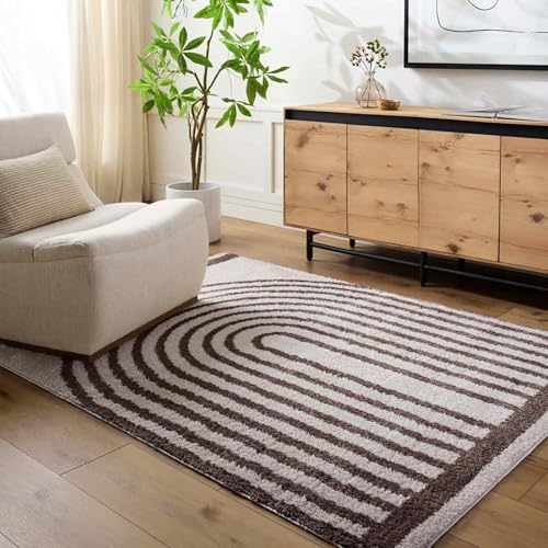 Livabliss Lucile Garissa Shaggy Berber Style Floor Covering 160x213 cm – Plush Thick Pile for Living Room & Bedroom, Neutral Boho Design, Light Beige & Dark Brown