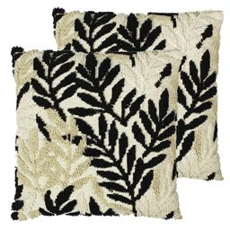 furn. Caliko Botanical Tufted Feather Filled Cushion - Twin Pack