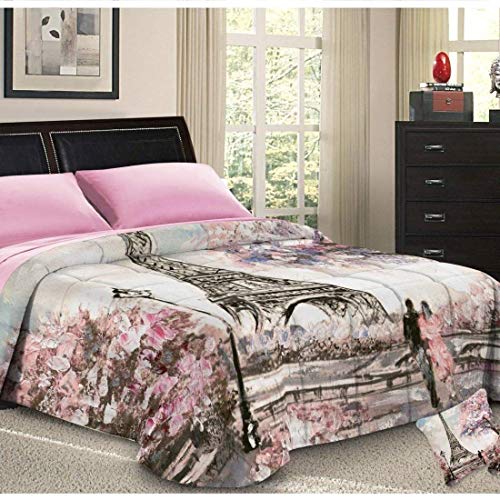 PETTI Artigiani Italiani Printed Winter Duvet 270 ?? 260 cm, Paris - Reversible Microfibre Quilt, 300 g/m??, Made in Italy