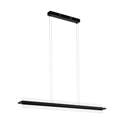 Eglo LED Pendant lamp Spadafora, 2 Flames Hanging lamp dimmable, Pendant lamp, Minimalism in Aluminium and Plastic, Dining Table lamp, Living Room lamp Hanging in Black, White, Clear