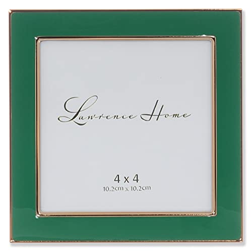 4x4 Gold Metal and Green Enamel Picture Frame