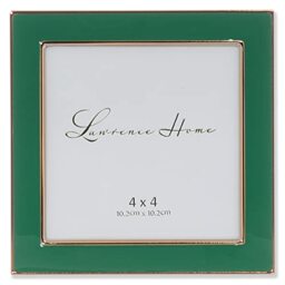 4x4 Gold Metal and Green Enamel Picture Frame