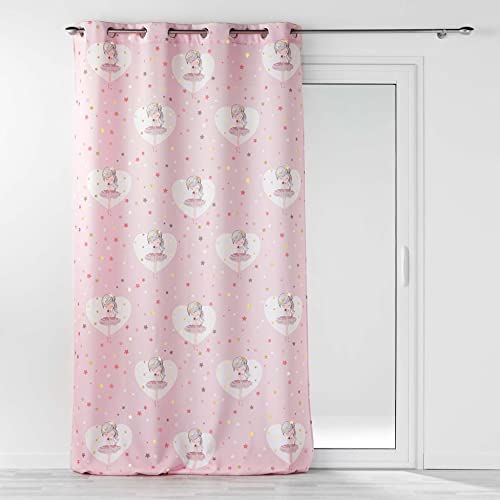Douceur d'Intérieur, Eyelet Curtain 140 x 260 cm Polyester Printed Metallic Small Stars