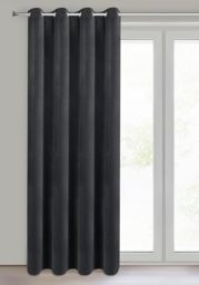 Eurofirany NITA Blackout Curtain, 100% Room Darkening Velvet Curtain, Thermal Insulated Eyelet Curtains for Bedroom Living Room, 55x98 inches - Black