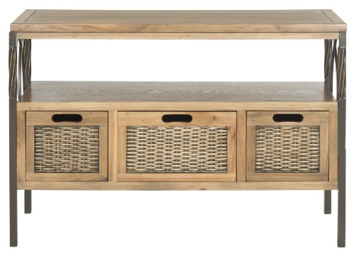 SAFAVIEH Coastal Wooden Accent Table, in Oak, 35 X 91 X 62.99