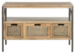 SAFAVIEH Coastal Wooden Accent Table, in Oak, 35 X 91 X 62.99