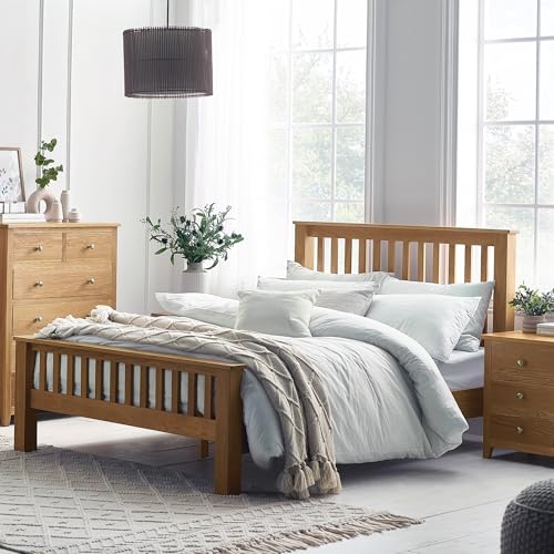 Julian Bowen Mallory High Footend Bed, Double, Oak - W148 x D208.5cm