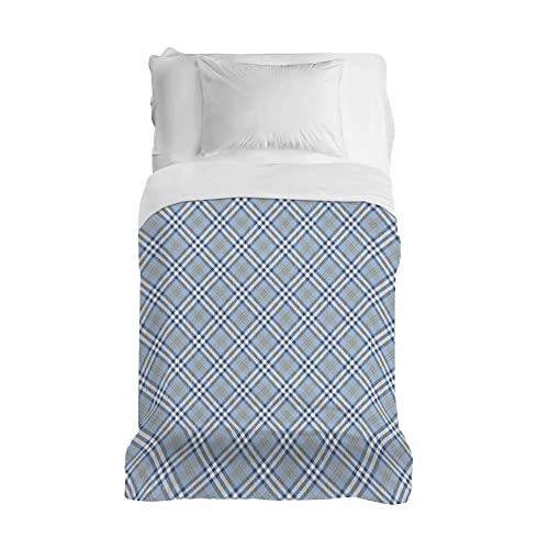 PENSIERI DELICATI Bedspread 220 x 280 cm, Single Sheet 100% Cotton Pique, Ideal as a Furniture Cover, 1 and a Half Bed Blanket, Scotty Blue, 100% Made in Italy