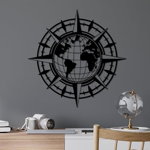 Hanah Home Stylish Black Decorative Metal Wall Accessory, 49 x 49 cm, 100% Metal, 1.5 mm Thick, Easy Wall Mounting, Perfect for Modern Decor