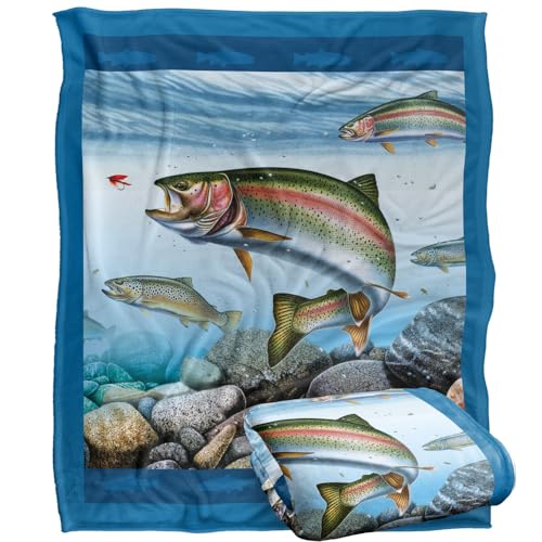 Jq Licensing Trout Fishing Scene Silky Touch Super Soft Throw Blanket 152 X 127 Cm