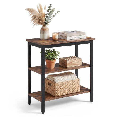 Relaxdays Side Table, 2 shelves, industrial design, brown/black