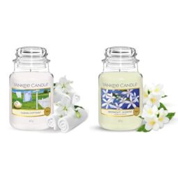 Yankee Candle Scented Candle - Clean Cotton Large Jar Candle - Long Burning Candles: up to 150 Hours & Scented Candle - Midnight Jasmine Large Jar Candle - Burn Time : Up to 150 Hours
