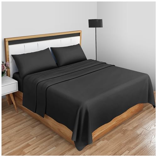 GC GAVENO CAVAILIA Super Soft Plain Dyed Diamond Flat Sheet [ Super King - Black ]