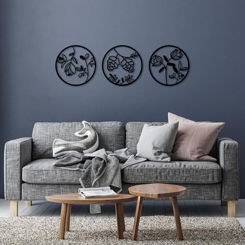 Elegant Black Decorative Metal Wall Accessory, 51 cm Diameter, 100% Metal (1.5 mm Thick), Perfect for Modern Home Decor & Stylish Spaces