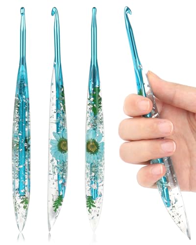 Coopay Crochet Hooks, 5mm Ergonomic Crochet Hook with Floral Plastic Grips - Long Crochet Needles for Crocheting,Stylish and Unique, Ideal for Crocheting Blankets, Dolls, Shawls, Hats, Scarves (H-5.0mm)