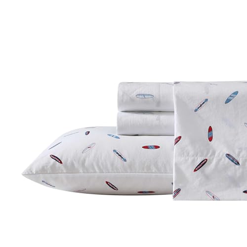 Nautica - Full Sheets, Cotton Percale Bedding Set, Crisp & Cool, Lightweight & Breathable (High Surf, Full)
