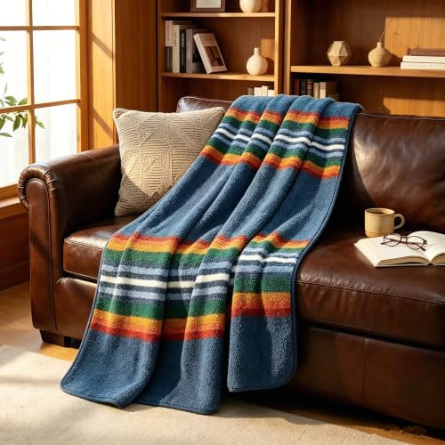 UKELER Boho Sherpa Fleece Blanket 60'' ?? 80'', Ultra Soft Aztec Throw Blanket for All Season, Native American Cozy Blanket for Couch Bed Sofa Office Camping