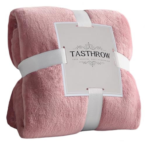 TASTHROW Pink Throw Blanket 50x60 Inches, Soft Plush Cozy Fleece Flannel Throw Blanket, Lightweight Warm Throws for Bed, Couch, Bedroom and Living Room, All Seasons