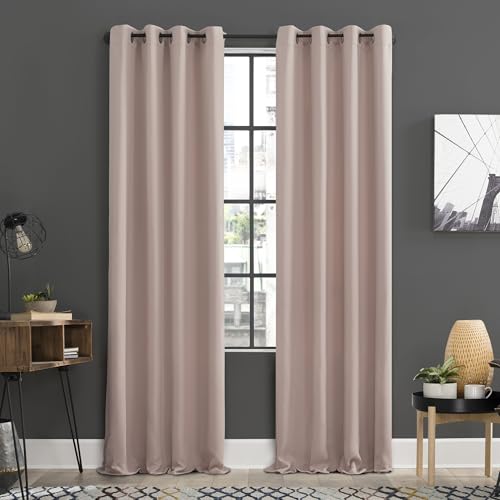 "Sun Zero Soho 2-pack Energy Efficient Blackout Grommet Curtain Panel Pair, 54"" x 63"", Blush Pink"