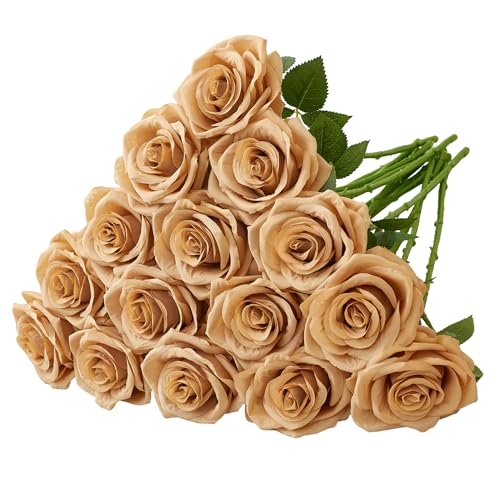 Carlita???s Blooms 15pcs Fake Roses Artificial Silk Flowers Faux Rose Flower Long Stems Bouquet for Arrangement Wedding Centerpiece Party Home Kitchen Decor